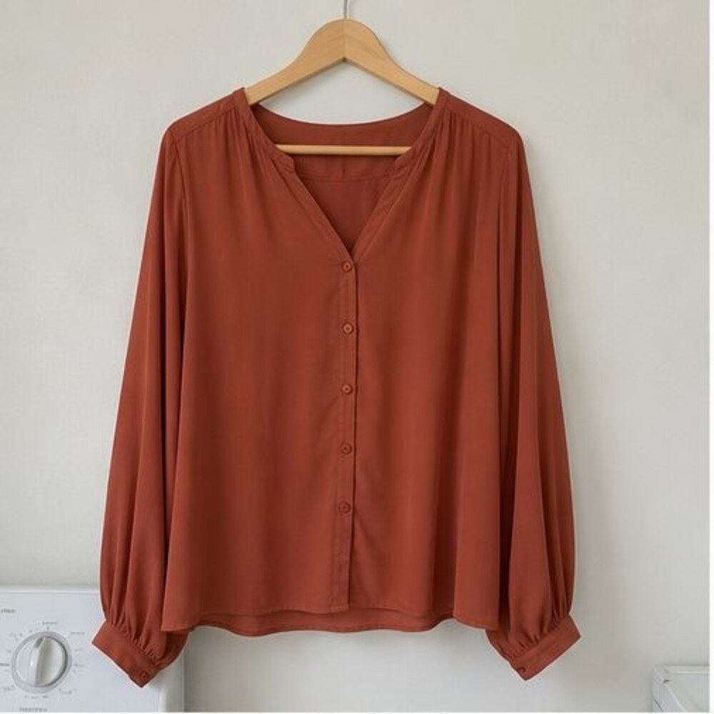 Rust Button Blouse